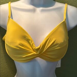 Yellow Twist Front Bikini Top